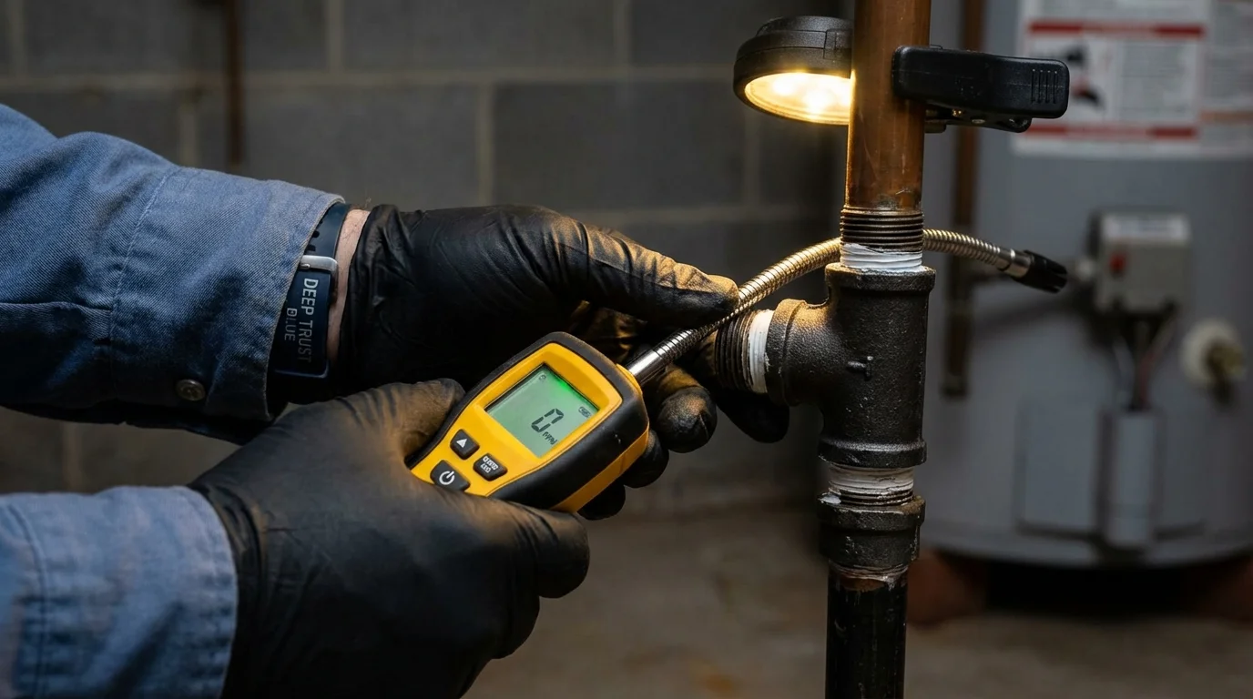 Gas leak detection with electronic sniffer by Johns Plumbing LLC in Farmington