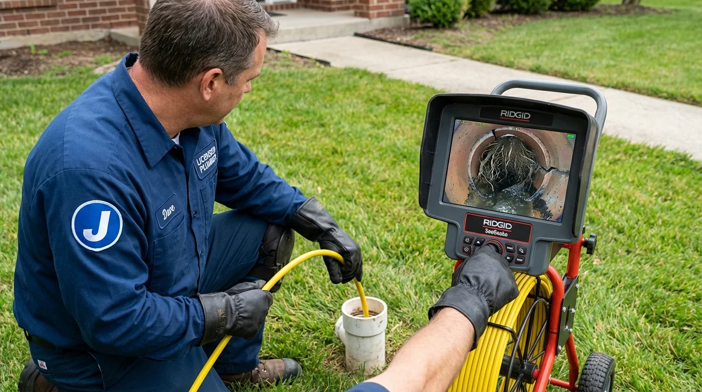 Sewer camera inspection being performed by Johns Plumbing LLC in Farmington